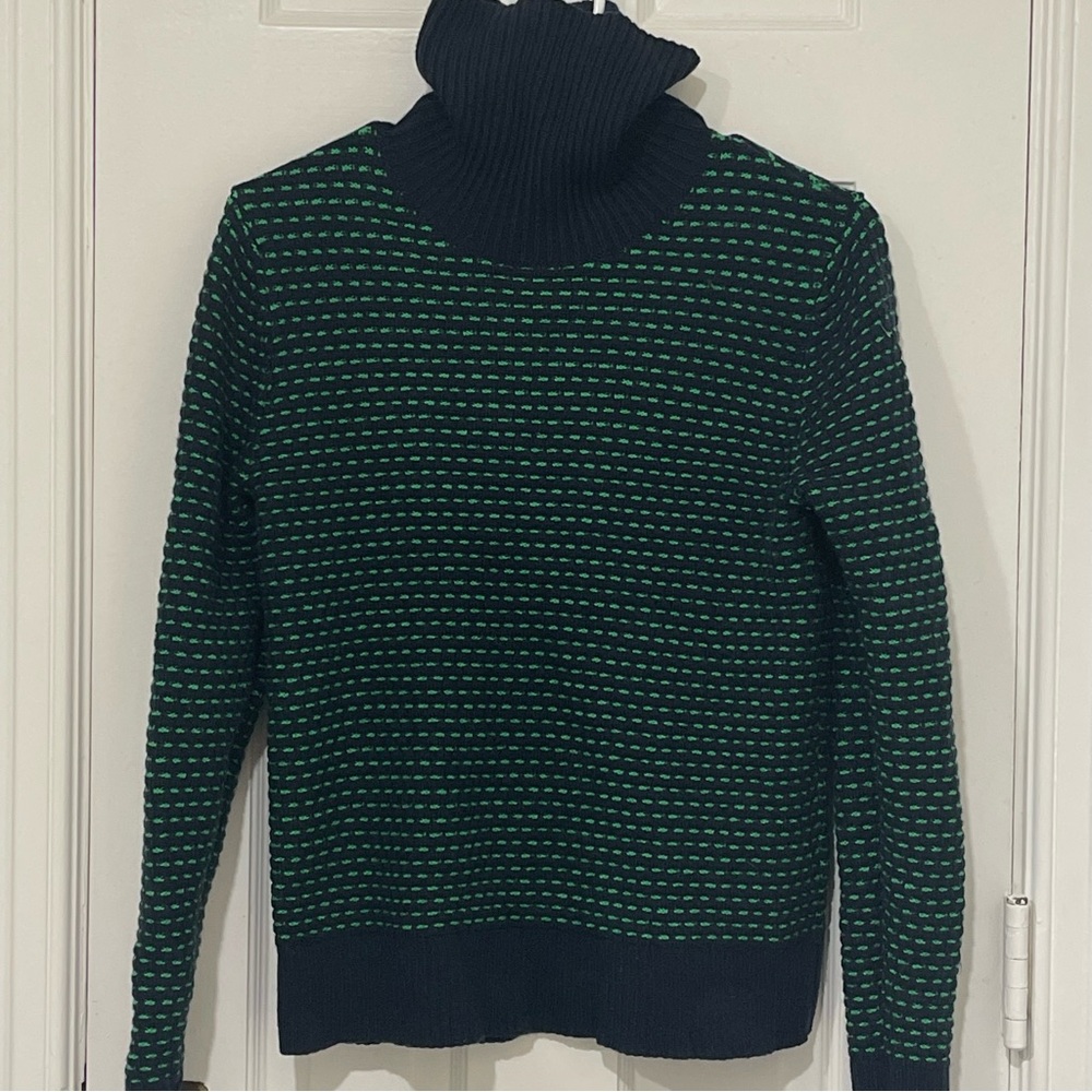 NWOT J. Crew Navy and Green Knit Sweater Size Small S Preppy Old Money Style